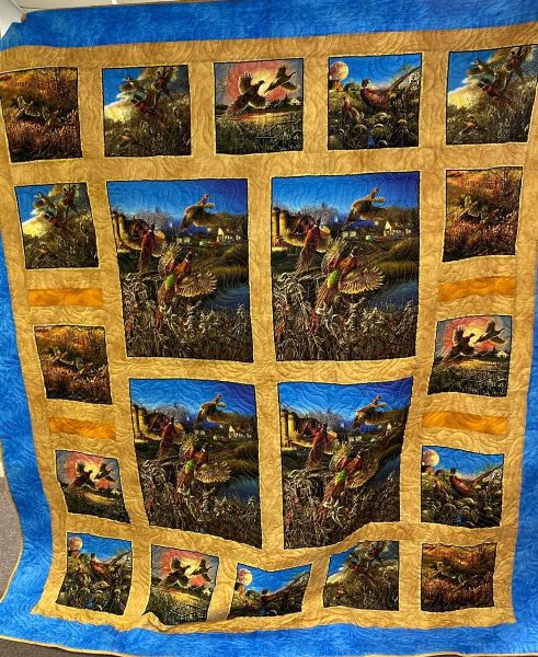 Handmade Pheasant Quilt beautifully created by the late Diane Ahlers of Clearwater.  